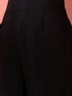 InWeave Black Solid Flared Lace Kurta Pant Set | Grocsy