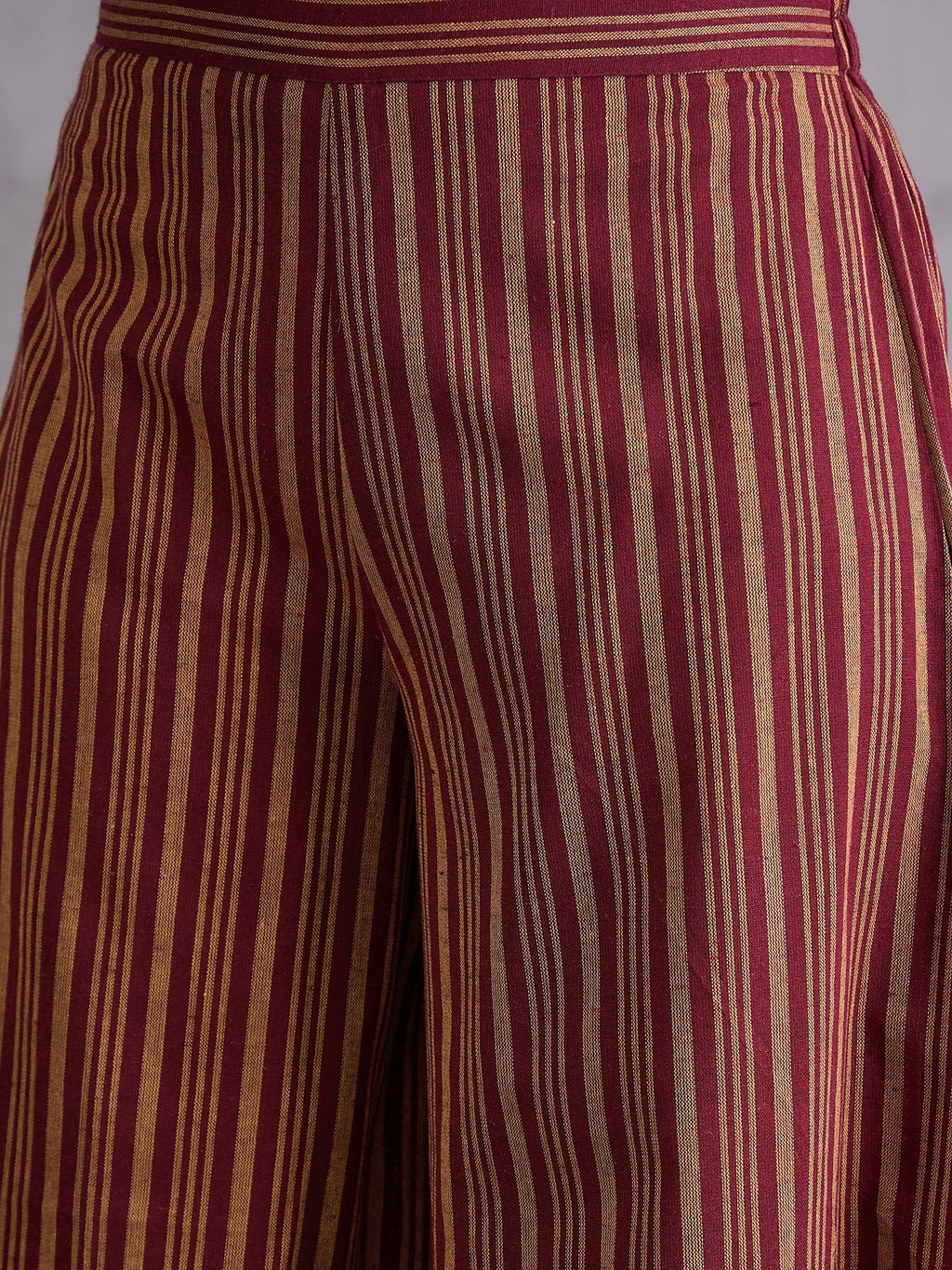 InWeave Maroon Orange Striped Kurta Set | Grocsy