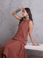 InWeave Maroon Orange Striped Kurta Set | Grocsy