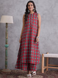 InWeave Red Black Check Kurta Set | Grocsy