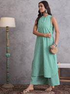 InWeave Green Small Check Kurta Set | Grocsy