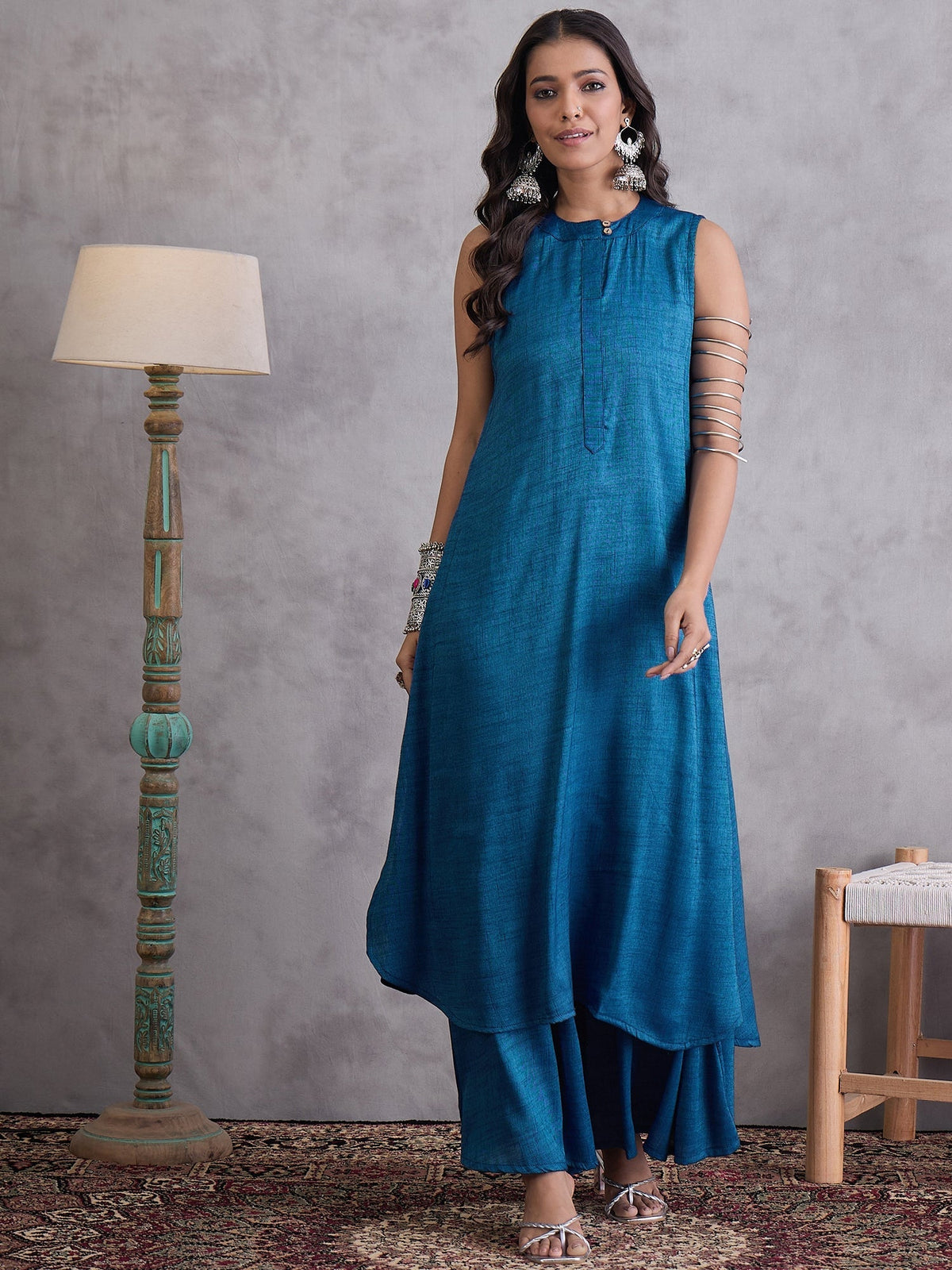 InWeave Peacock Blue Kurta Set | Grocsy