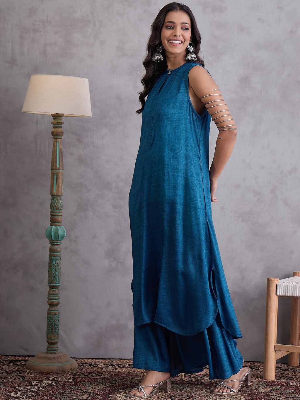 InWeave Peacock Blue Kurta Set | Grocsy