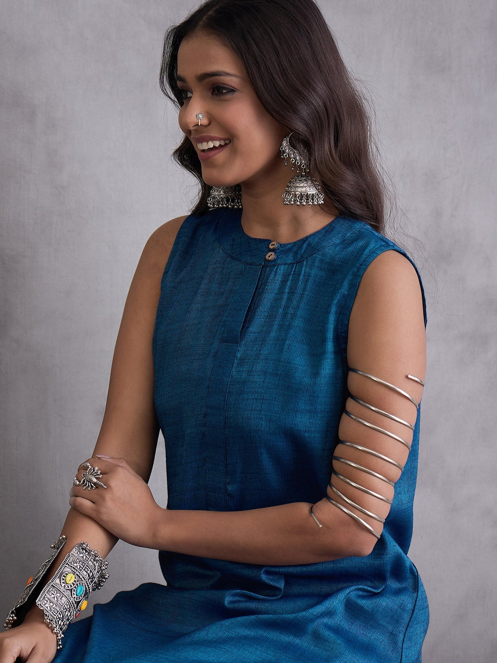 InWeave Peacock Blue Kurta Set | Grocsy