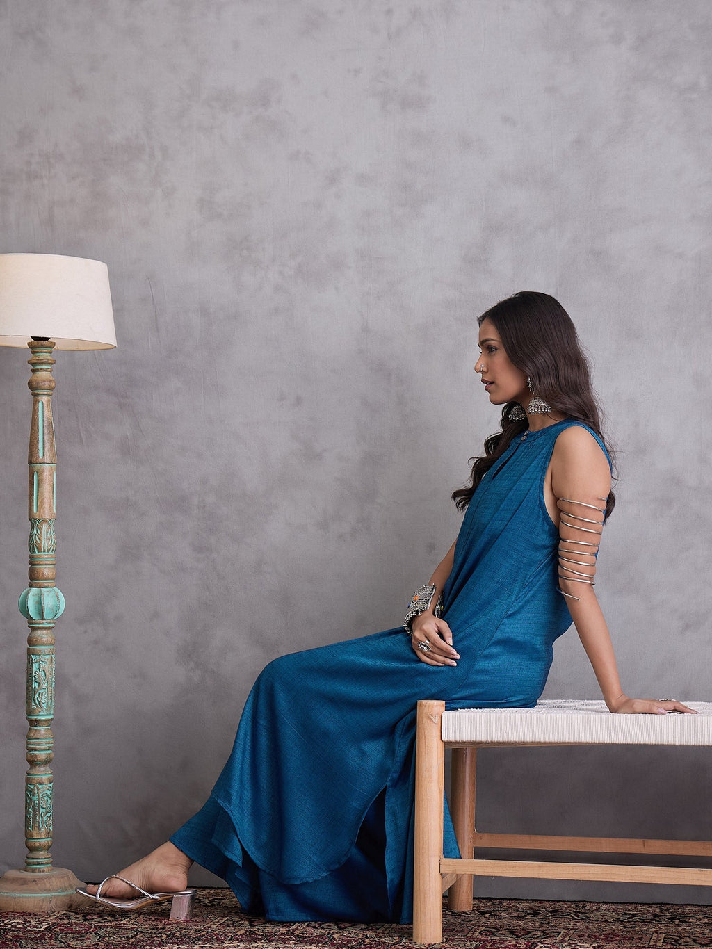 InWeave Peacock Blue Kurta Set | Grocsy