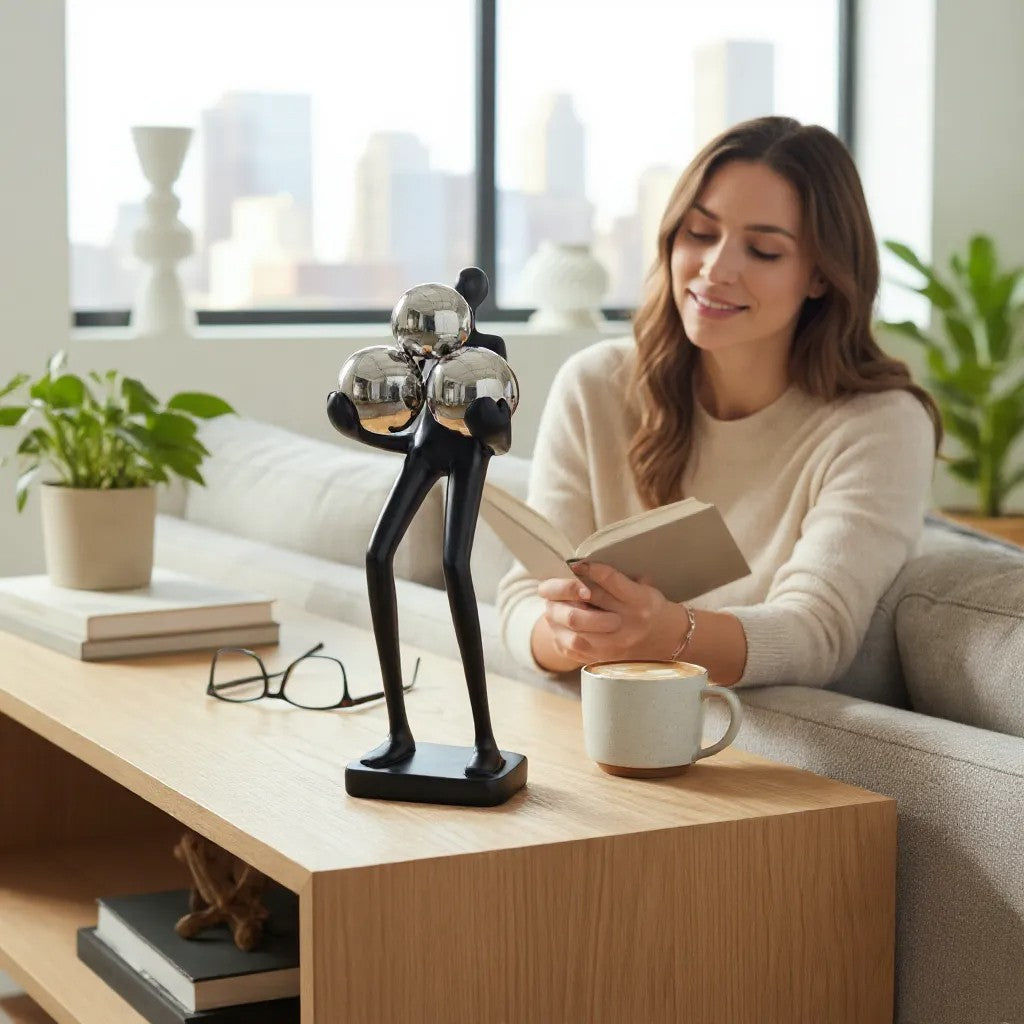 Sun Mun Decors Black Three Ball Figure | Grocsy