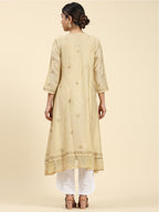 HOUSE OF KARI Embroidered Chikankari Chanderi Silk Anarkali Kurta | Grocsy