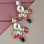 Tehzeeb Creations Back Meenakari Gold-Polished Multi Color Tika Earring Combo Uncut Big Faux Kundan Choker Necklace set | Grocsy