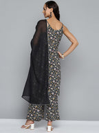 HERE&NOW Women Floral Printed Regular Pure Cotton Kurta with Palazzos & Dupatta | Grocsy
