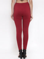 TAG 7 Women Pack Of 2 Mustard Yellow & Maroon Solid Churidar-Length Leggings | Grocsy