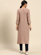 Joban Fashion Brown Viscose Rayon Embroidery Readymade Tunic | Grocsy