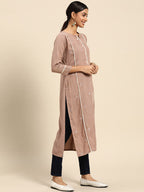 Joban Fashion Brown Viscose Rayon Embroidery Readymade Tunic | Grocsy