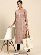 Joban Fashion Brown Viscose Rayon Embroidery Readymade Tunic | Grocsy