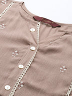 Joban Fashion Brown Viscose Rayon Embroidery Readymade Tunic | Grocsy