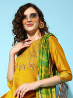 Sangria Embroidered Thread Work Kurta with Trousers & With Dupatta | Grocsy