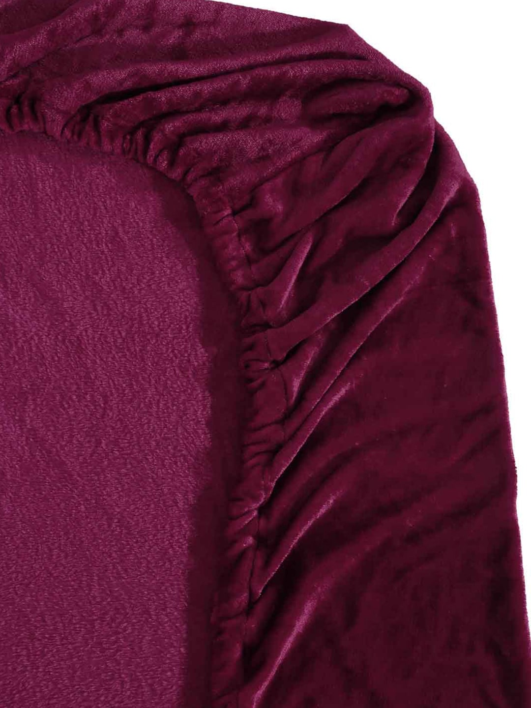 KLOTTHE Maroon 300 TC Woolen Fitted Double King Bedsheet With 2 Pillow Covers | Grocsy