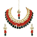 Tehzeeb Creations Meenakari Gold-Polished pentagon shape Uncut Kundan Necklace Set | Grocsy