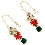 Tehzeeb Creations Meenakari Gold-Polished pentagon shape Uncut Kundan Necklace Set | Grocsy