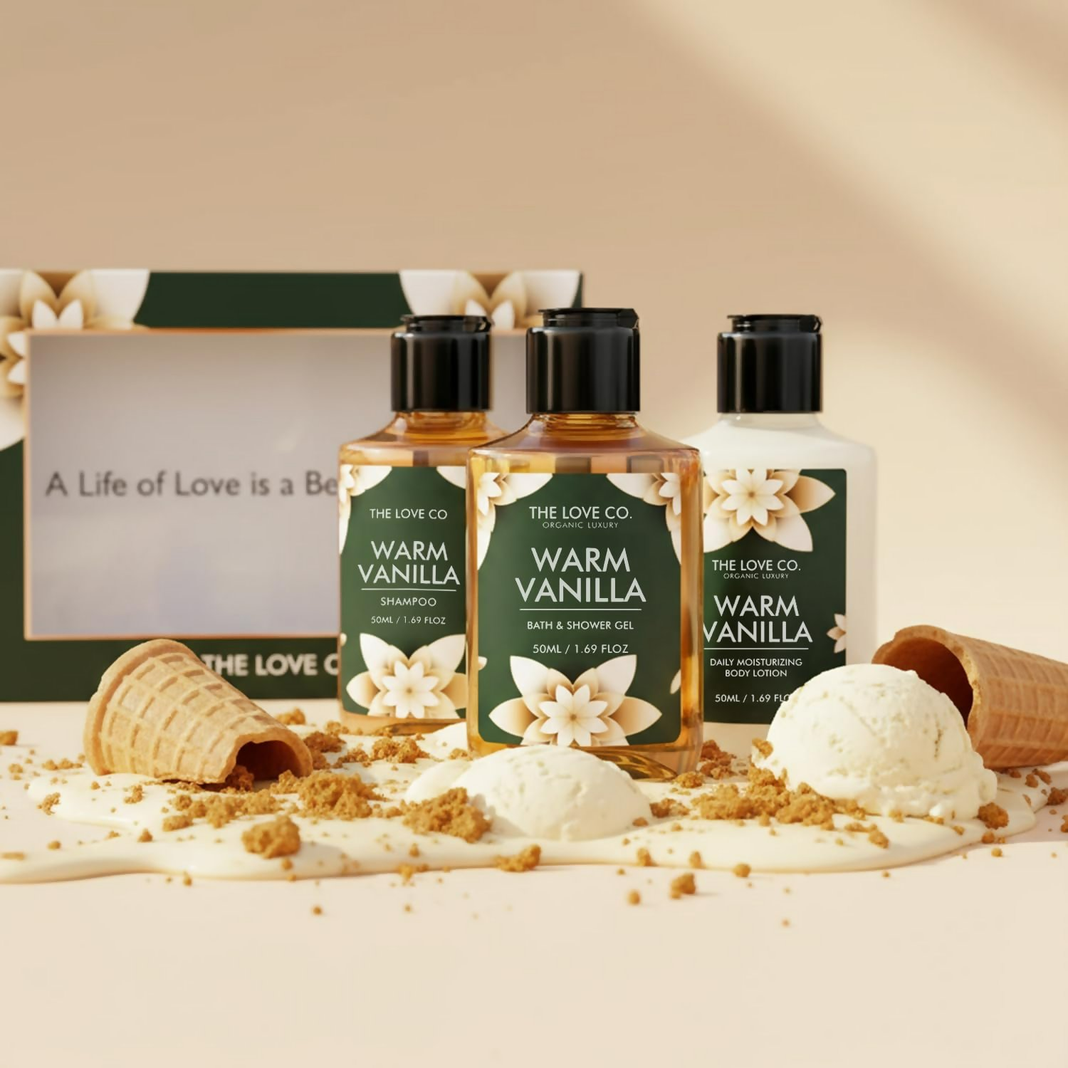 The Love Co. Warm Vanilla Bath & Body Gift Set Kit | Grocsy