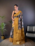 Joban Fashion Gold Floral Motifs Banarasi Silk Sarees | Grocsy