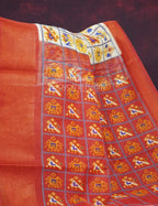 Shades of Cream Colour And Orange Blouse Patola Design Semi Chanderi Saree By Gayathri Reddy Designer Studio | Grocsy