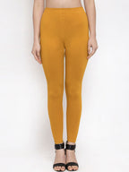 TAG 7 Women Pack Of 2 Mustard Yellow & Pink Solid Ankle-Length Leggings | Grocsy