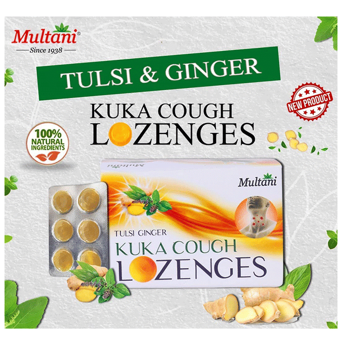 Multani Combo Pack of Kuka Cough Syrup 100ml and Tulsi Ginger Kuka Cough 36 Lozenges | Grocsy