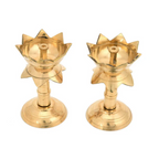 CraftVatika Brass Lotus Shape Pillar Diya Oil Lamp Stand Showpiece | Grocsy