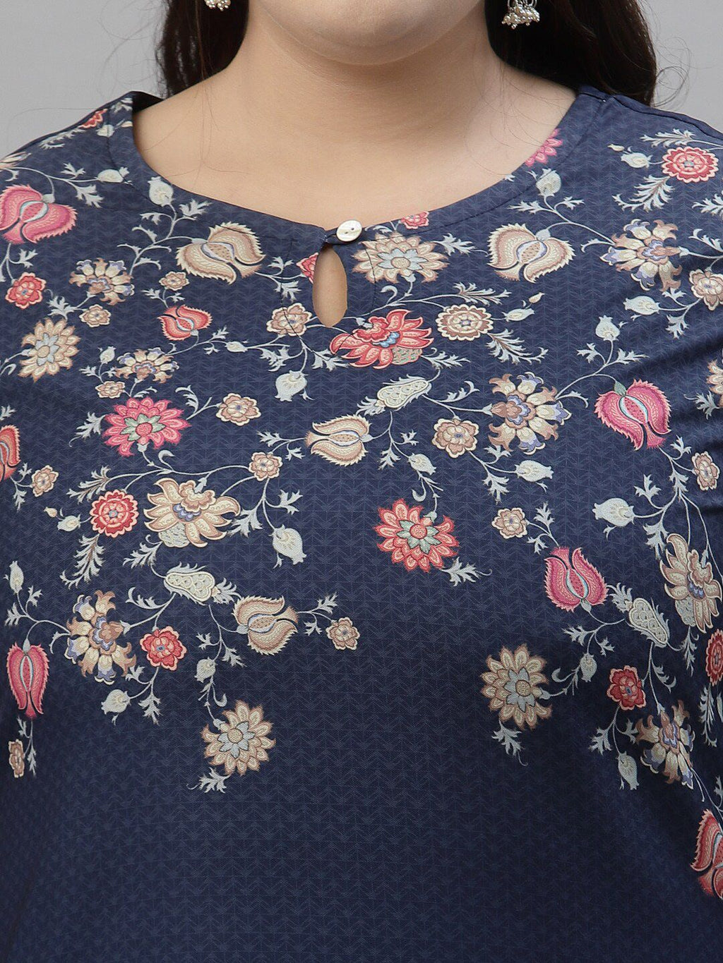 Sztori Plus Size Floral Printed Regular Kurta with Trousers | Grocsy