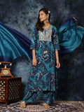 Sangria Bandhani Print & Embroidered Kurta Palazzo & Dupatta Set | Grocsy