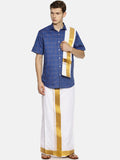 Sethukrishna White Solid Double Layer Readymade Dhoti For Men | Grocsy