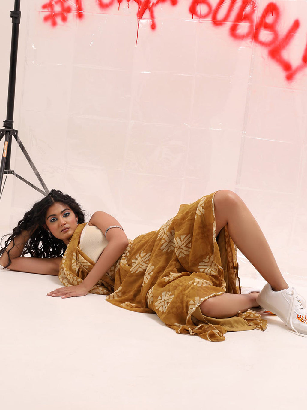 Tikhi Imli Batik Printed Georgette Saree | Grocsy