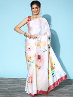 Saree Mall Floral Saree with Printed Border | Grocsy