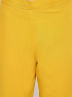 Janasya Women Mustard Yellow Solid Kurta with Trousers & Dupatta | Grocsy