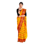 Exclusive Collection 100% Pure Cotton Yellow Tant Saree With Hand Weaving Work | Grocsy