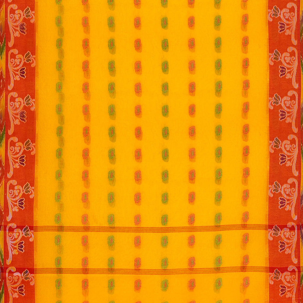 Exclusive Collection 100% Pure Cotton Yellow Tant Saree With Hand Weaving Work | Grocsy