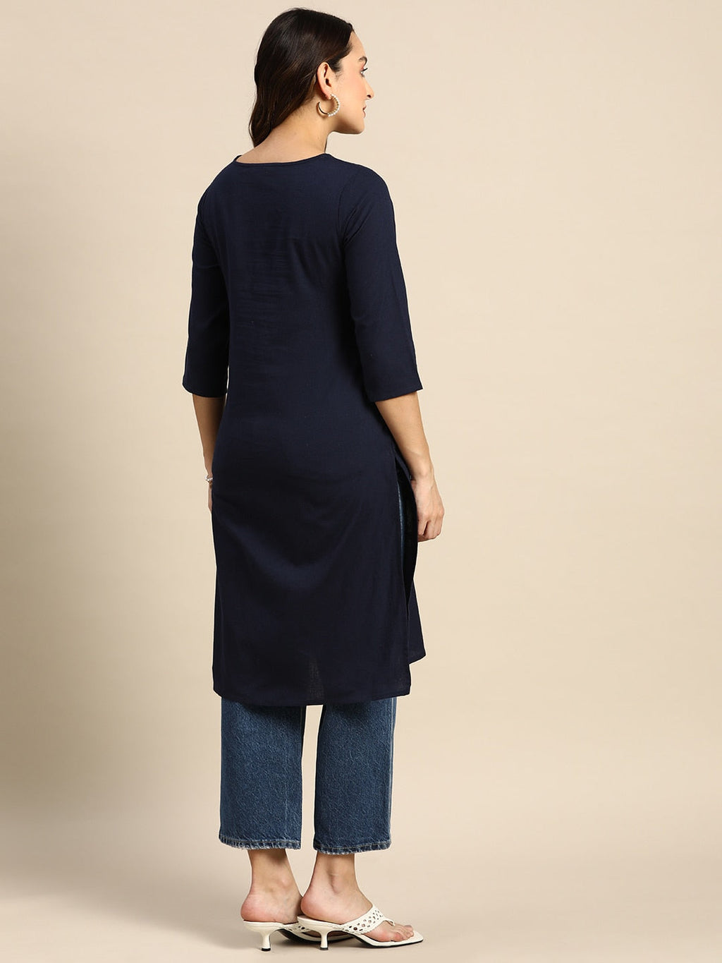 Sangria Women Geometric Yoke Design Kurta | Grocsy