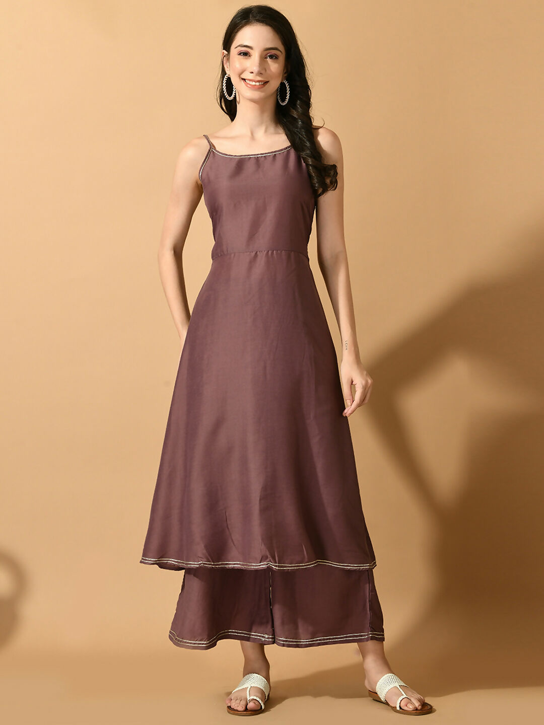 Myshka Women's Mauve Solid Party Kurta Sets | Grocsy