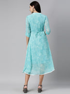 Souchii Women Floral Chiffon A-Line Midi Dress | Grocsy