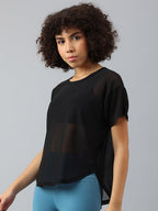 MKH Women Drop-Shoulder Sleeves Dri-FIT Sports T-shirt | Grocsy