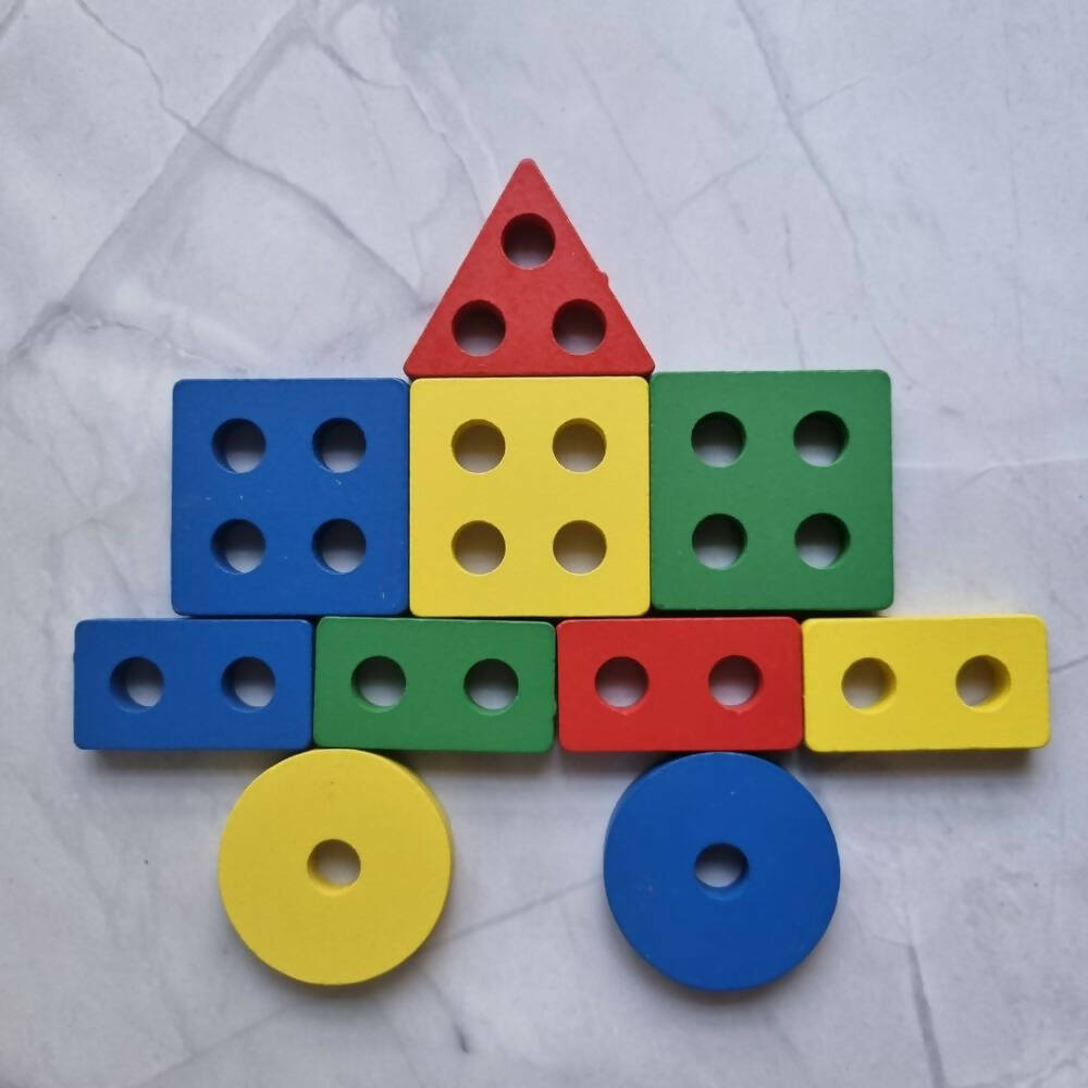 Nesta Toys Shape Sorter | Stacker | Lacing Toy - Multicolor | Grocsy