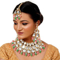 Tehzeeb Creations Back Meenakari Gold-Polished MultiColor Set Uncut Big Faux Kundan Choker Necklace Set | Grocsy