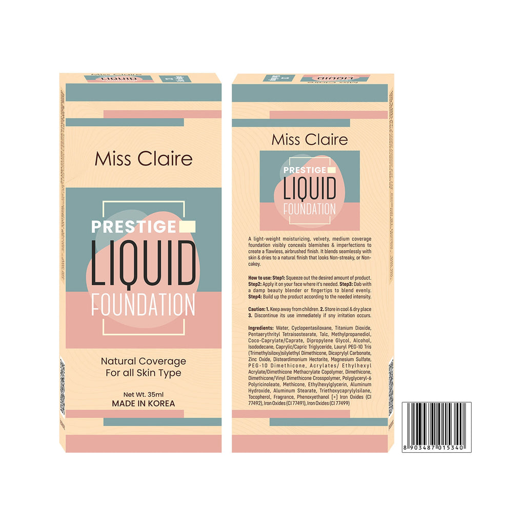 Miss Claire Prestige Liquid Foundation Natural Coverage - 23 Beige | Grocsy