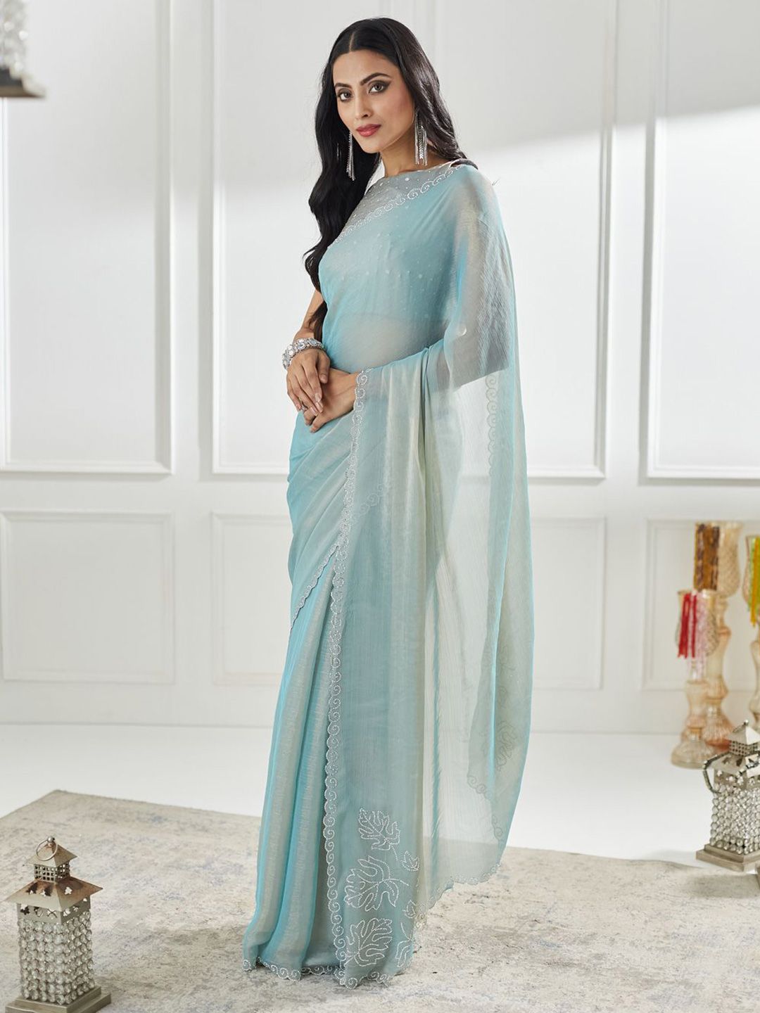 kasee Beads and Stones Pure Silk Saree | Grocsy