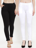 TAG 7 Women Pack Of 2 Solid Straight-Fit Ankle-Length Leggings | Grocsy