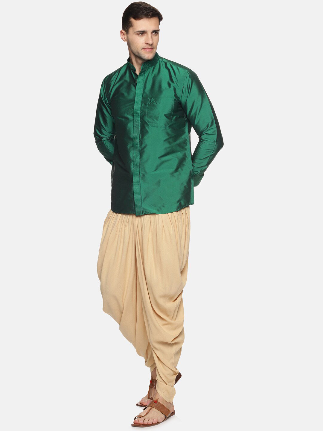 Sethukrishna Men Beige Solid Dhoti Pant | Grocsy