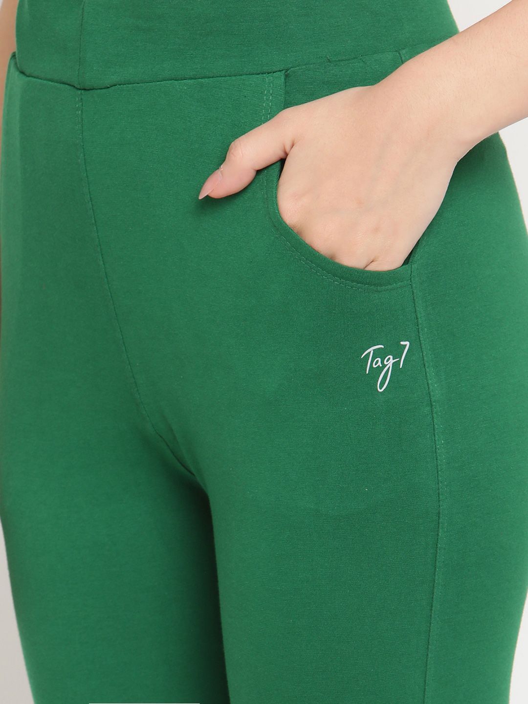 TAG 7 Pack of 2 Green & Mustard Yellow Ankle-Length Leggings | Grocsy