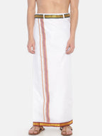 Sethukrishna Pack Of 2 White Solid Cotton Readymade Dhoti For Men | Grocsy