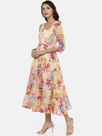 Souchii Multicoloured Floral Print Fit and Flare Dress | Grocsy