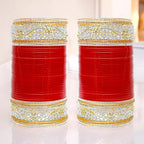 Tehzeeb Creations Bridal Bangle Set Red Color Chuda Dulhan Punjabi Choora Wedding Chura For Women | Grocsy